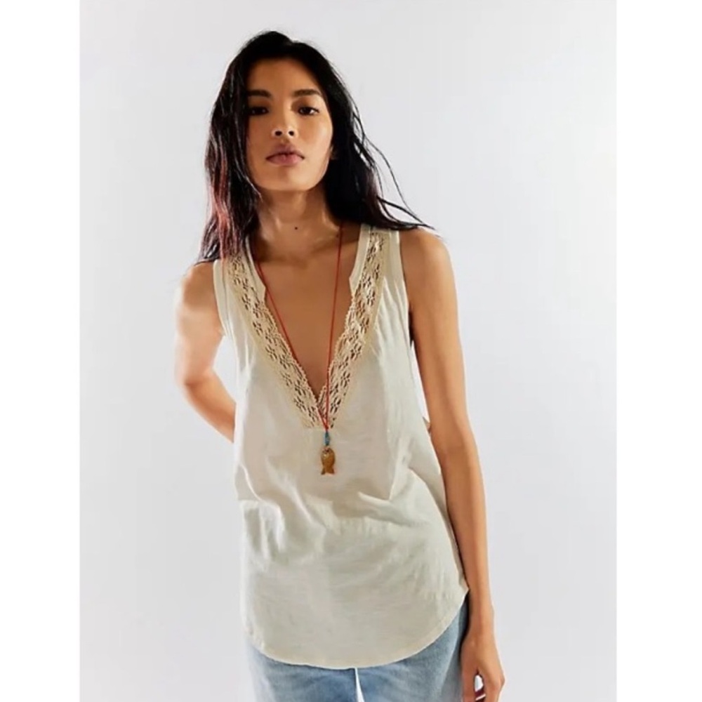 NWT Free People Mina Tank Lace V-Neck